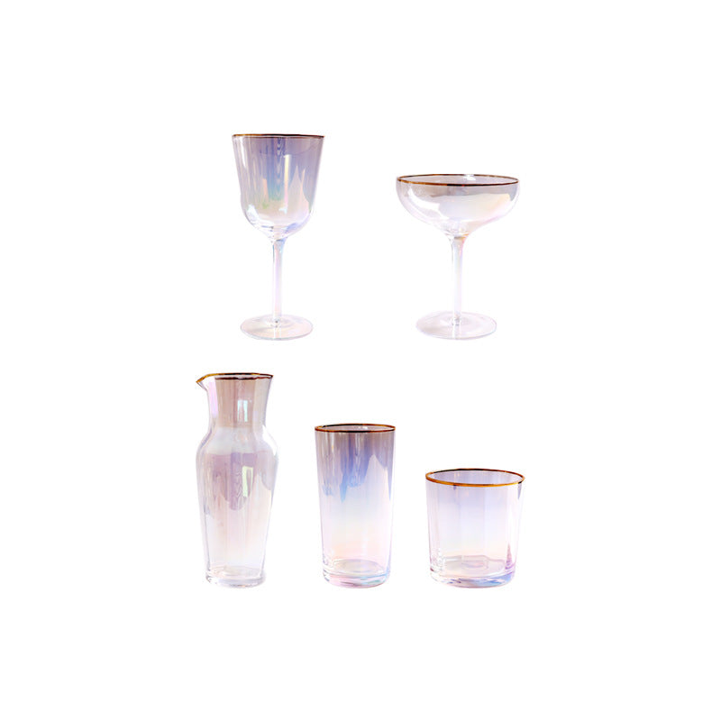 ShonD™ Colorful Phnom Penh Luxury Glassware | Gold-Rimmed Wine & Water Goblets – Cocktail, Tall, Jug Variants