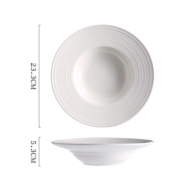 ShonD™ Pure White Ceramic Straw Hat Pasta Plates – Fine-Grain Minimalist Western Tableware