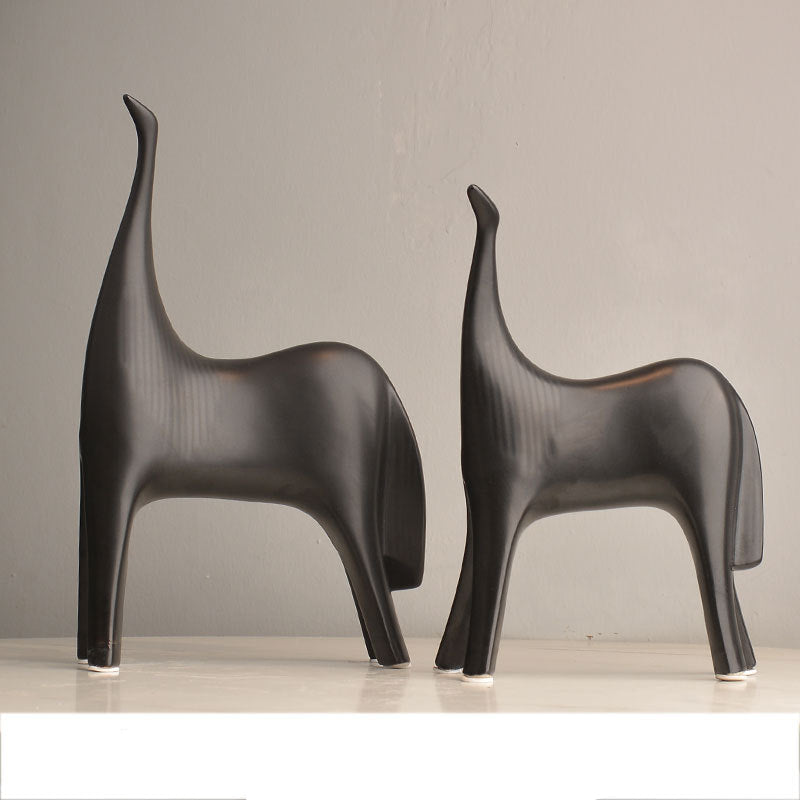 SHOND™ Nordic Ceramic Couple Sculptures | Abstract Black & White Minimalist Decor Setimalist Ceramic Couple Sculptures – Abstract Black & White Modern Home Decor Set