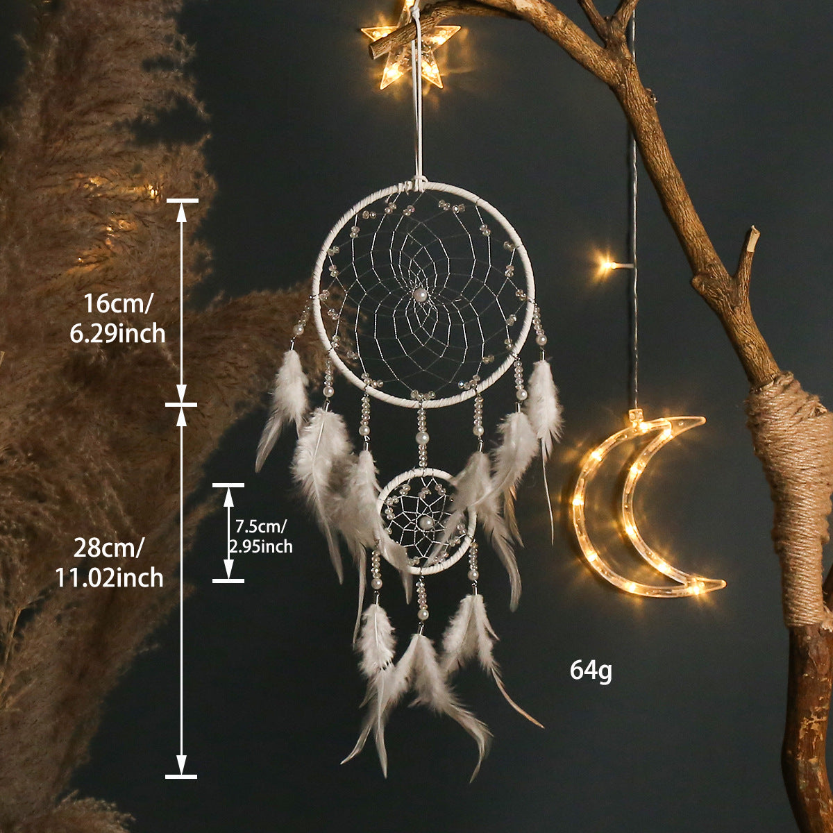 ShonD™ Nordic Boho Dreamcatcher Wall Decor – Light-Up & Minimalist Gray/White Styles