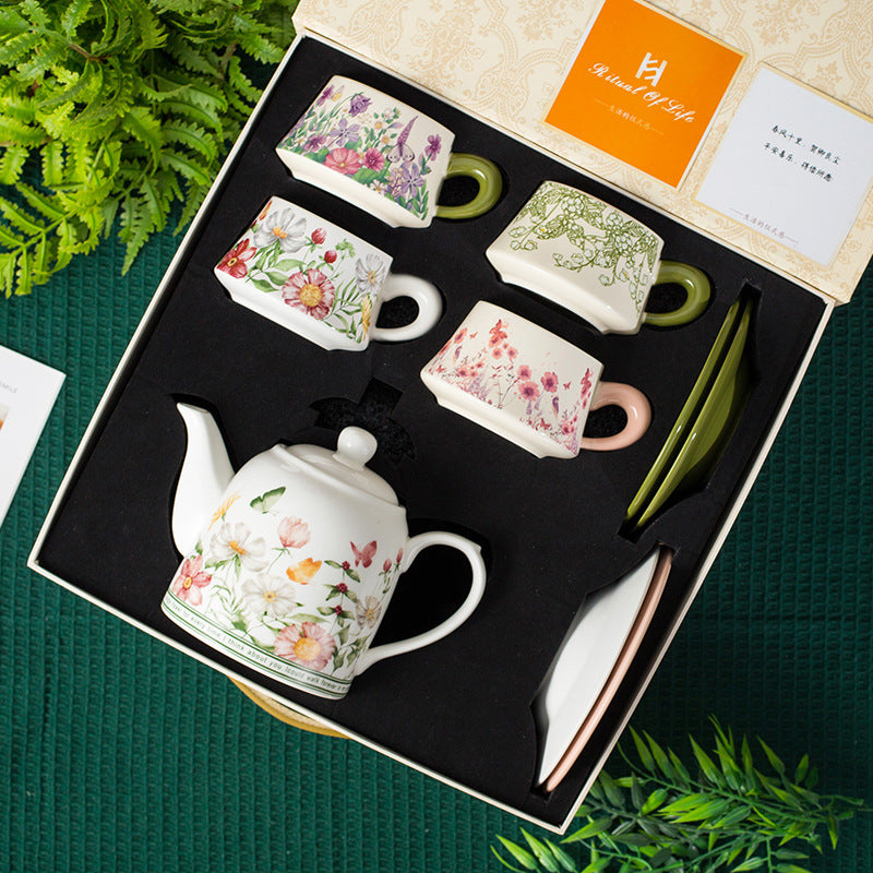Garden Series Cup, Saucer, and Pot Set