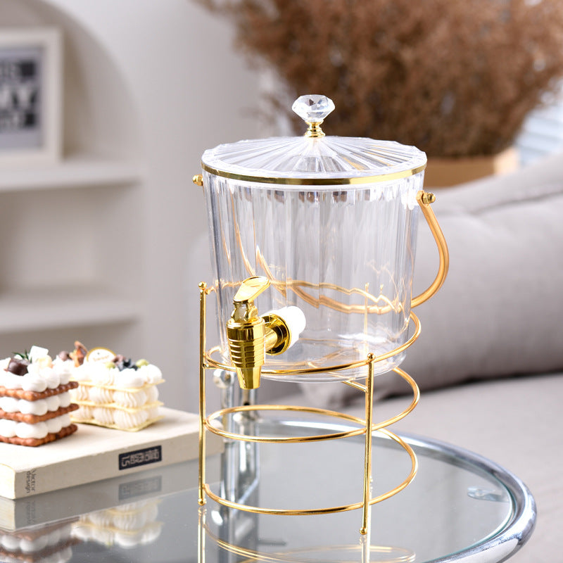 SHOND™ Luxe Ice Bucket & Cold Beverage Dispenser Collection | Designer Glass with Iron Frame