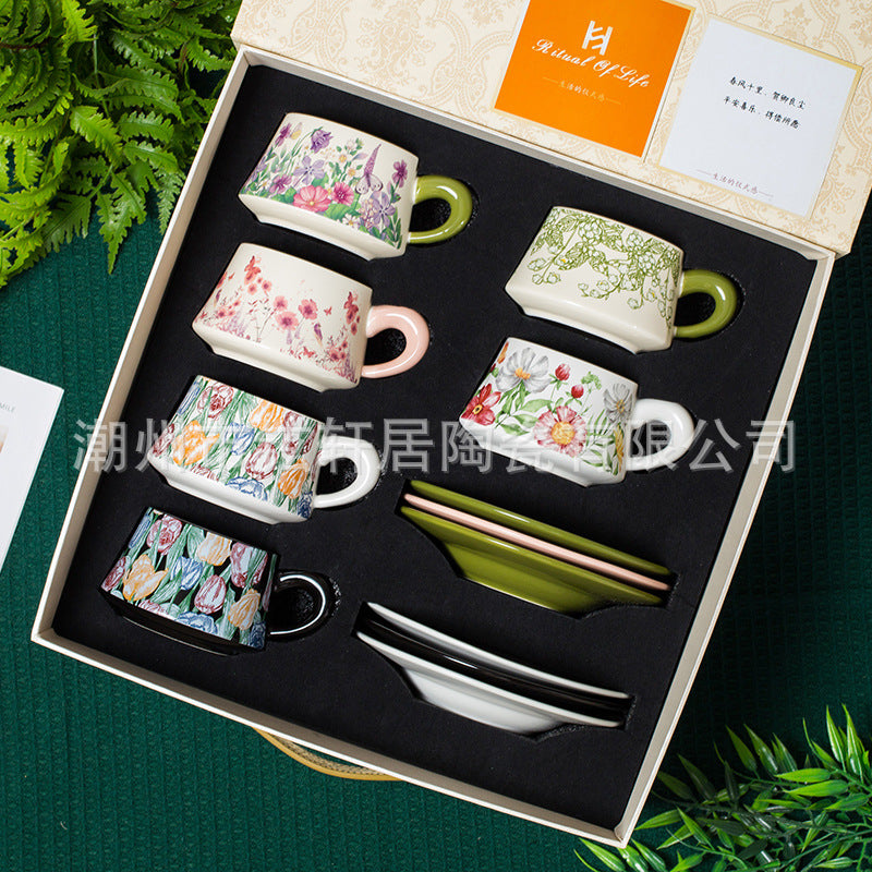 Garden Series Cup, Saucer, and Pot Set