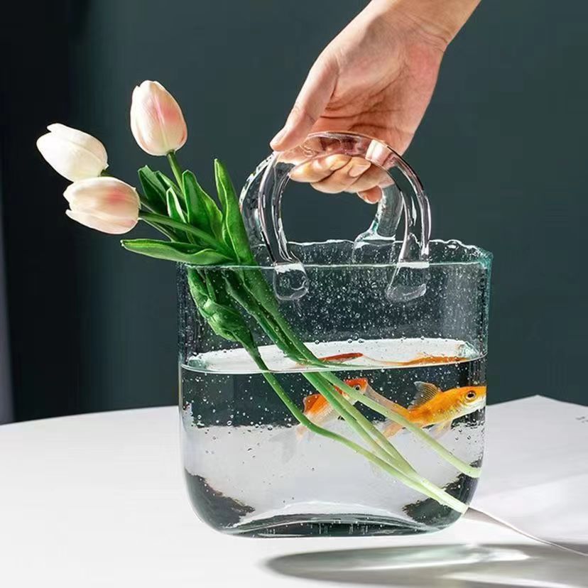 SHOND™ Handbag Glass Vase | Modern Hydroponic Flower Decor in 5 Aesthetic Colors