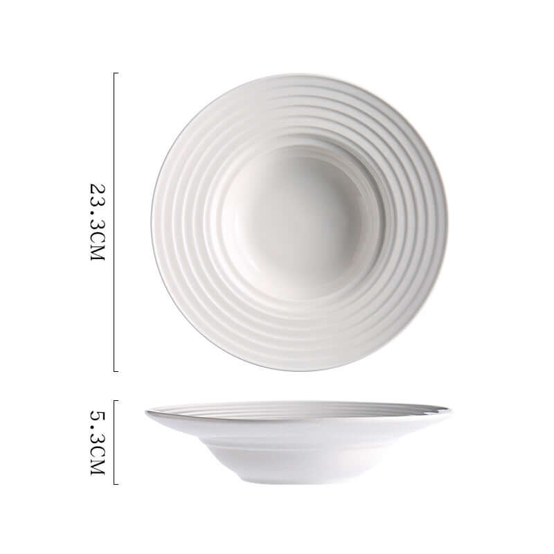 ShonD™ Pure White Ceramic Straw Hat Pasta Plates – Fine-Grain Minimalist Western Tableware