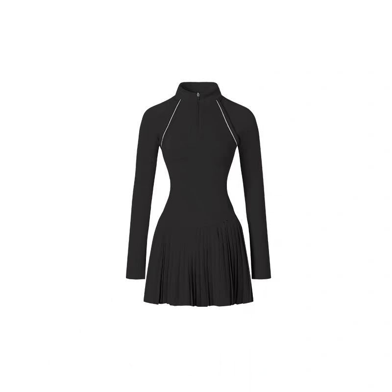 Black dress with a zipper on a white background