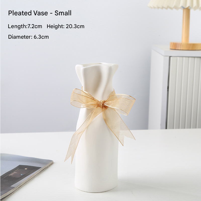 SHOND™ Crinkled Ceramic Vases | Paper Bag-Inspired Sculptural Decor for Modern Interiors