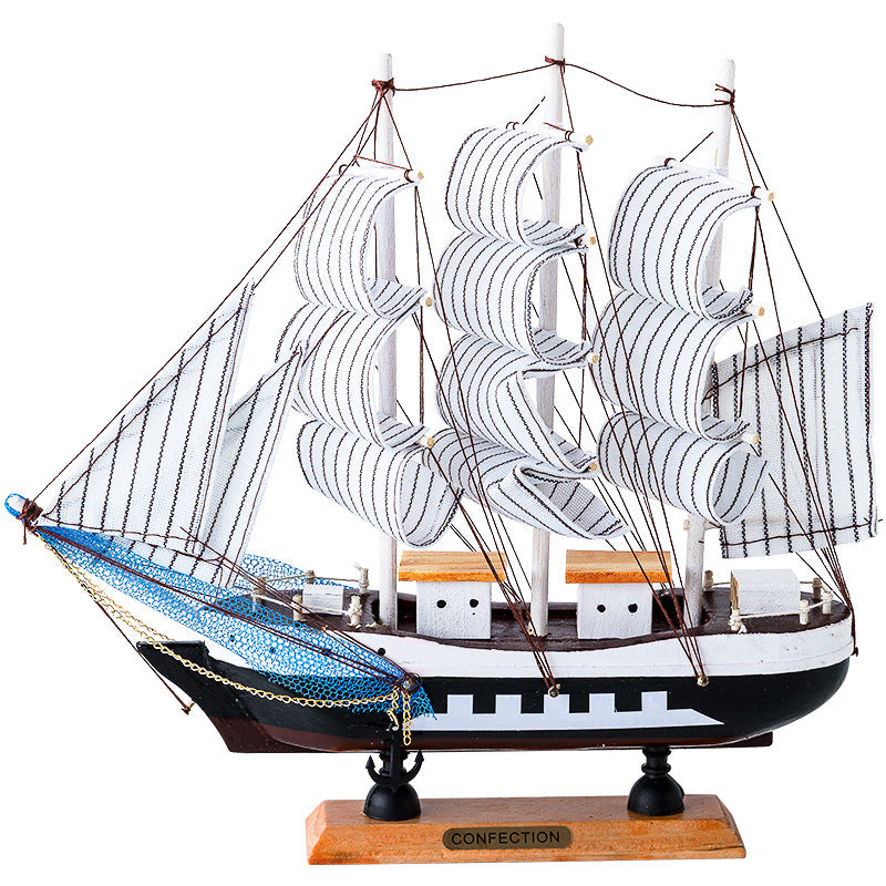 SHOND™ Mediterranean LED Sailboat Decor | Wooden Nautical Model with Ambient Light