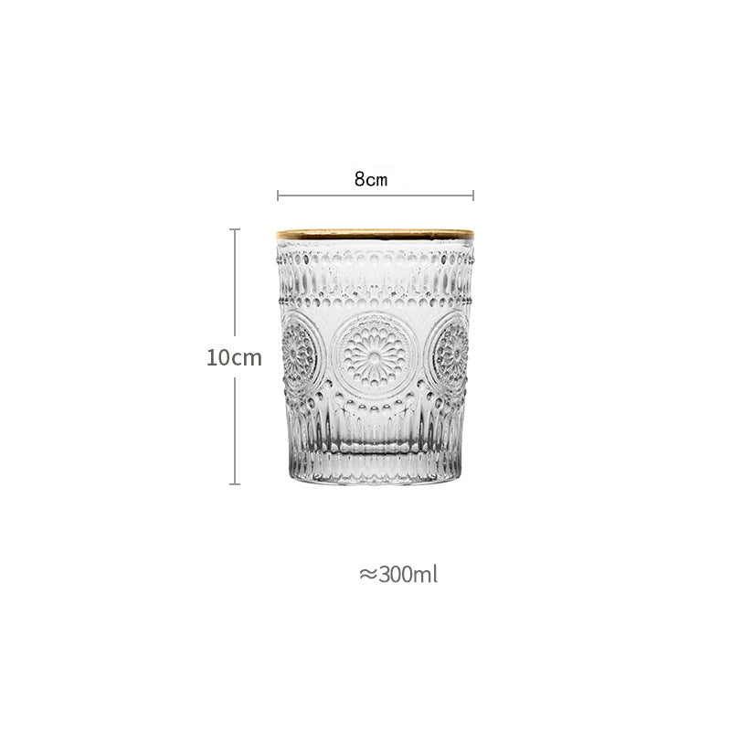 Gold-Rimmed Sunflower Glass – Short Style
