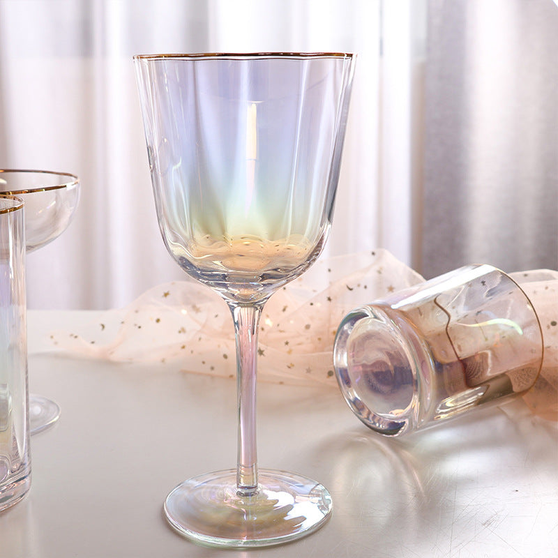 ShonD™ Colorful Phnom Penh Luxury Glassware | Gold-Rimmed Wine & Water Goblets – Cocktail, Tall, Jug Variants