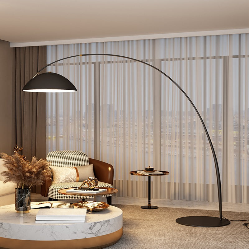 ShonD™ Nordic Arc Floor Lamp – Medium Size | Black Marble Base | Tricolor LED Lighting for Living Room & Bedroom