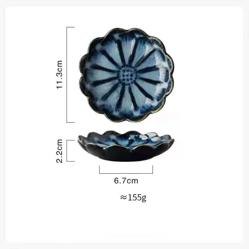 ShonD™ Japanese Ceramic Lotus & Sunflower Plates – Handcrafted Mini Dishes for Sauces, Snacks & Sides