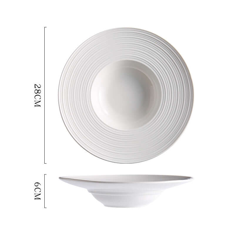ShonD™ Pure White Ceramic Straw Hat Pasta Plates – Fine-Grain Minimalist Western Tableware
