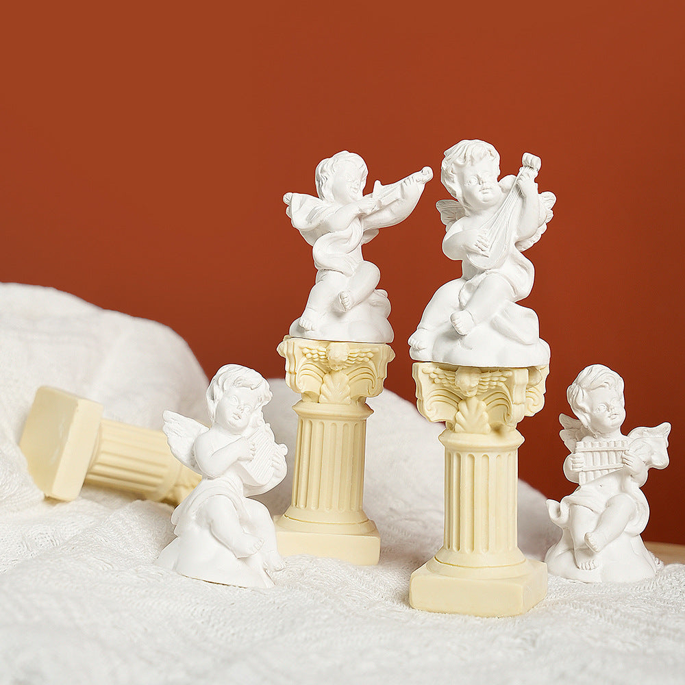 Beige classical column on neutral background
