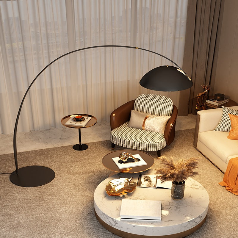 ShonD™ Nordic Arc Floor Lamp – Medium Size | Black Marble Base | Tricolor LED Lighting for Living Room & Bedroom