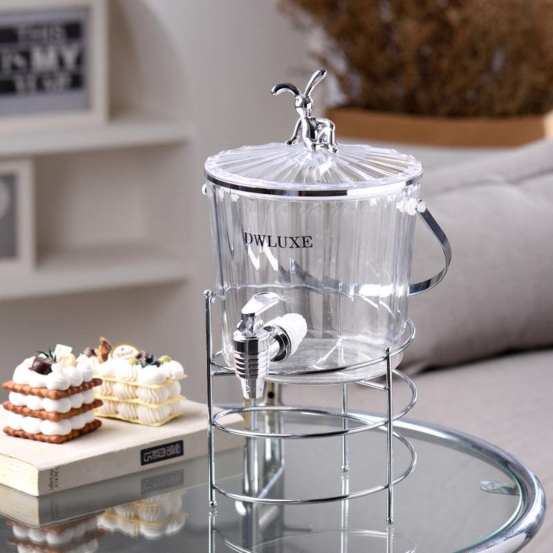 SHOND™ luxe glass beverage dispenser with iron frame and lid
