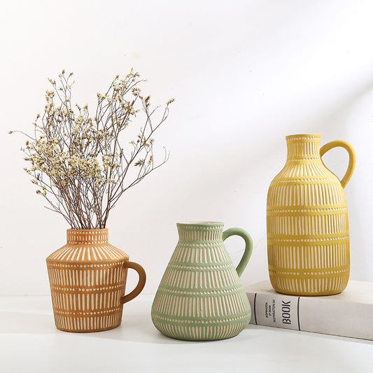 Pair of Mary vases styled in Japandi-inspired living room
