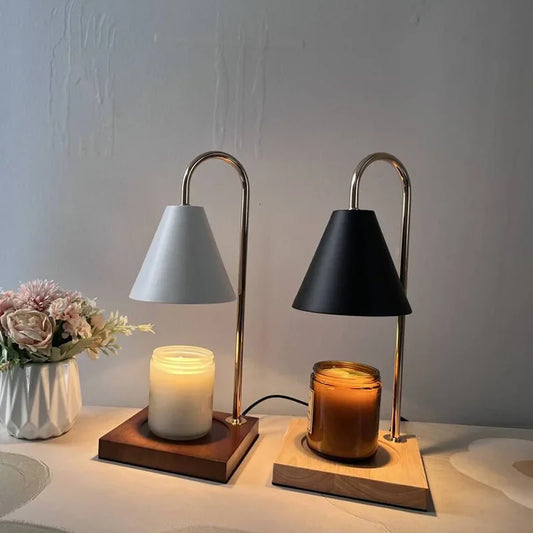 ShonD™ Modern Wax Warmer Lamp with wooden base on nightstand
