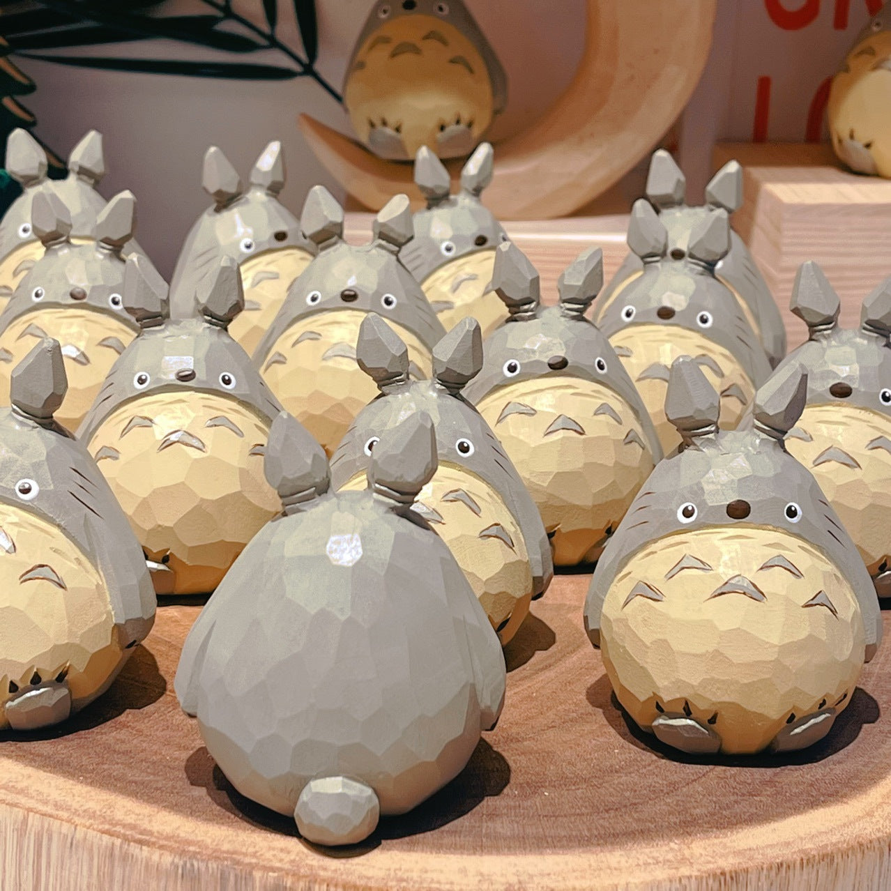 Wooden chinchilla on Scandinavian shelf with soft lighting
