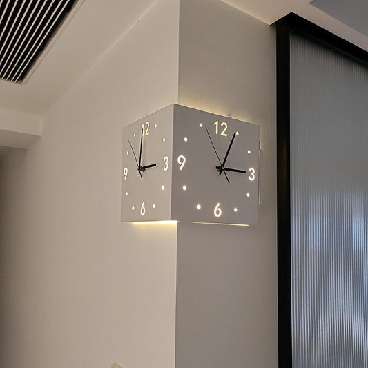 Double-sided minimalist wall clock by SHOND in Arctic White
