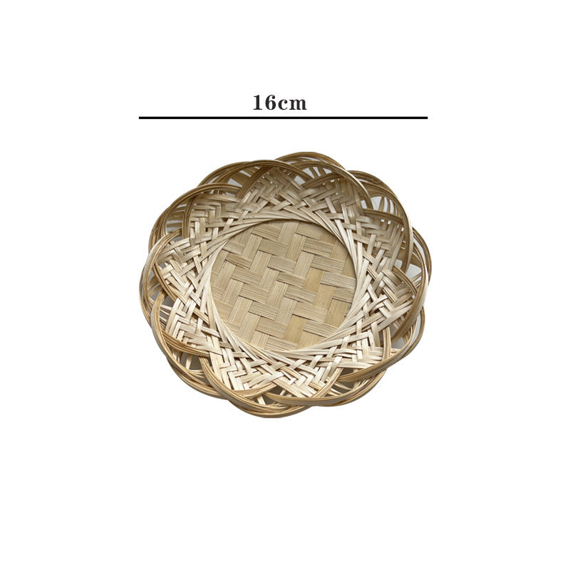 Medium-sized bamboo lace basket (16×2.5cm) for fruit or skincare

