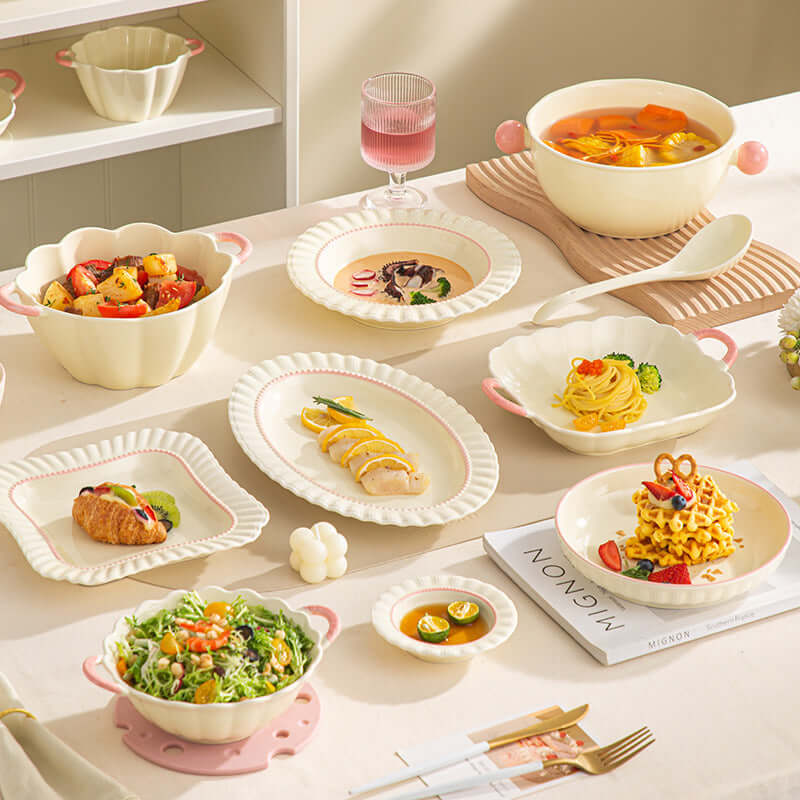 ShonD™ Cream Ceramic Dining Collection – Handcrafted Minimalist Plates, Bowls & Serveware