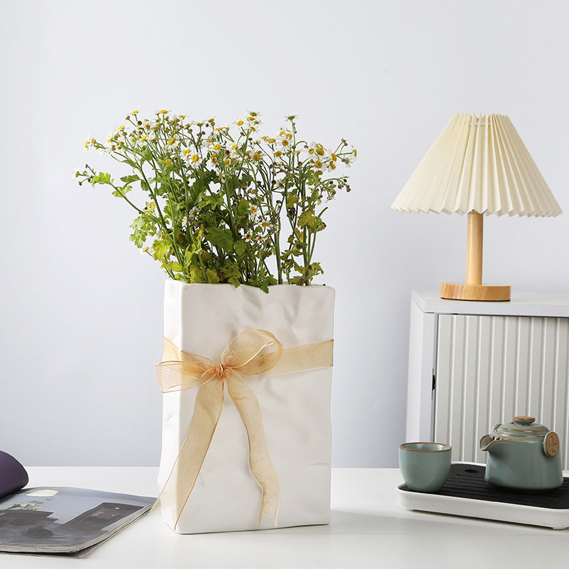 SHOND™ crinkled ceramic vases styled in modern interior
