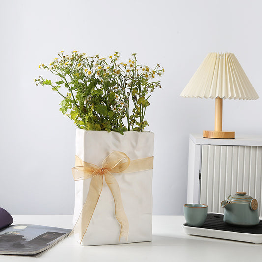 SHOND™ crinkled ceramic vases styled in modern interior

