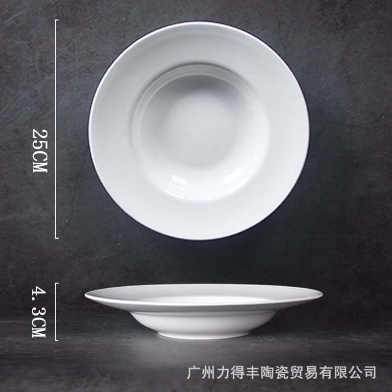 ShonD™ Pure White Ceramic Straw Hat Pasta Plates – Fine-Grain Minimalist Western Tableware