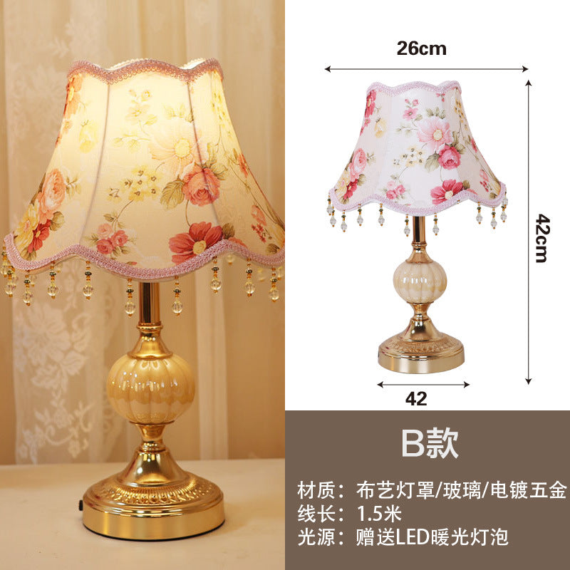 ShonD™ Retro Fabric Table Lamp – Vintage Bedside Light (Section A–D, Touch/Dimming Switch)