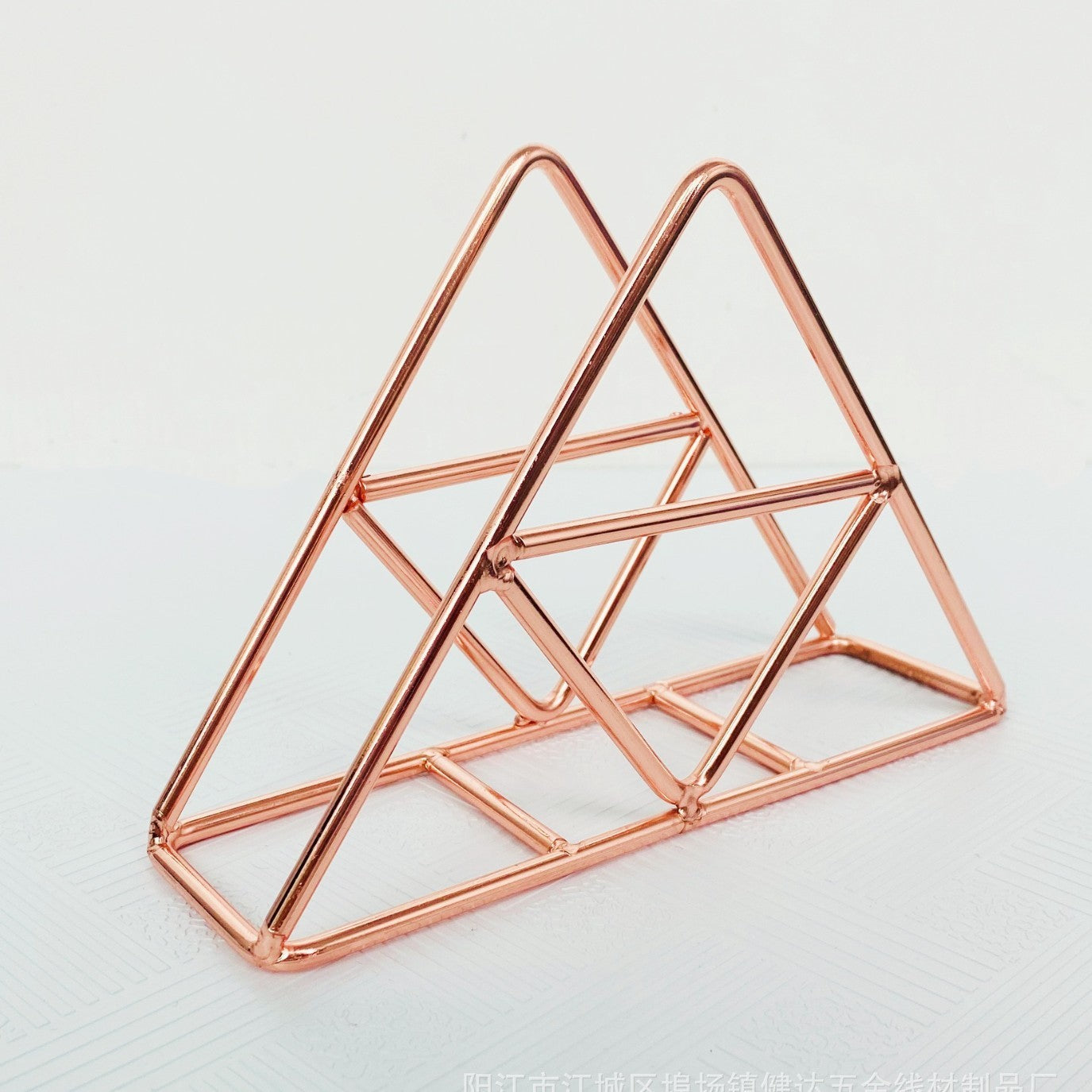 SHOND™ Minimalist Gold Paper Towel Holder | Wrought Iron Triangle Stand – Rose Gold & Gold Box Options