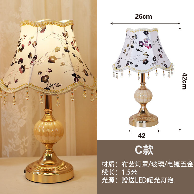 ShonD™ Retro Fabric Table Lamp – Vintage Bedside Light (Section A–D, Touch/Dimming Switch)