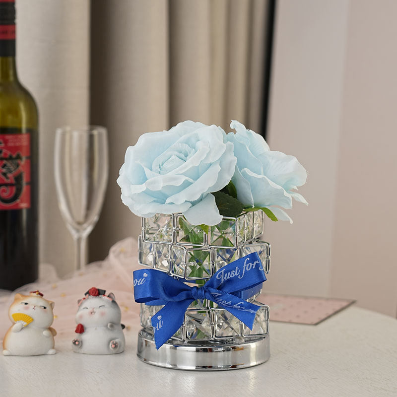 LED rose night light glowing in a room