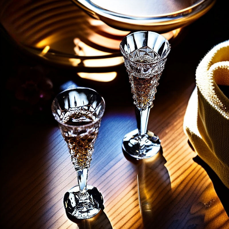 Close-up of Bohemian glass flute with sparkling clarity

