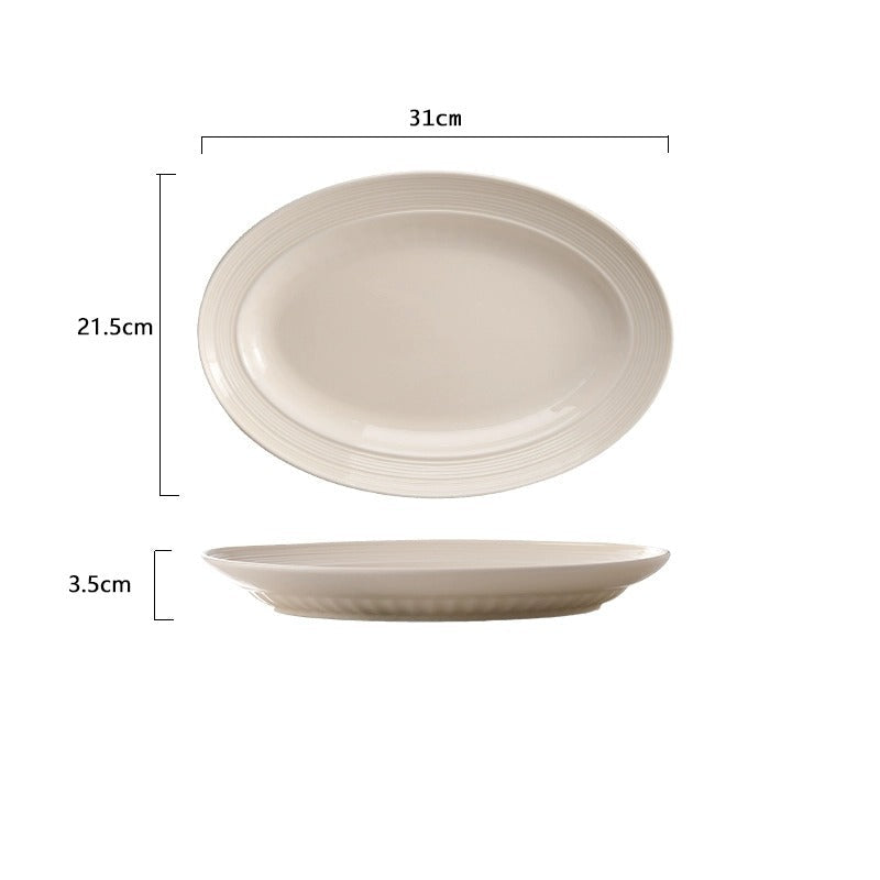 SHOND Milky White Brushed Ceramic Tableware Set – Minimalist Nordic Plates, Bowls & Spoons