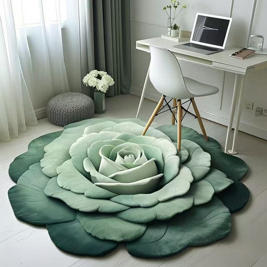 Floral-shaped diatomite bathroom mat in soft green tone
