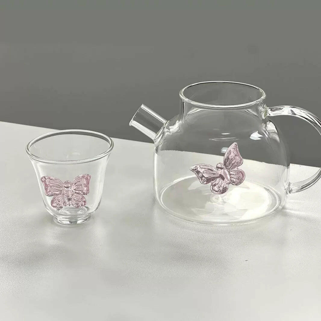 SHOND™ butterfly glass teaware set – minimalist transparent style
