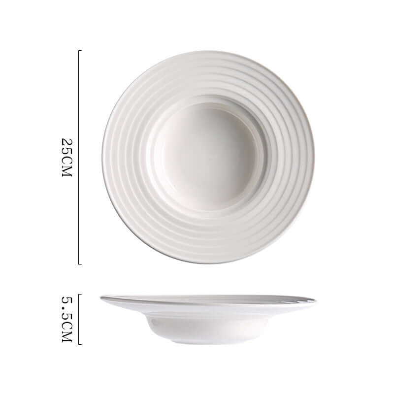 ShonD™ Pure White Ceramic Straw Hat Pasta Plates – Fine-Grain Minimalist Western Tableware