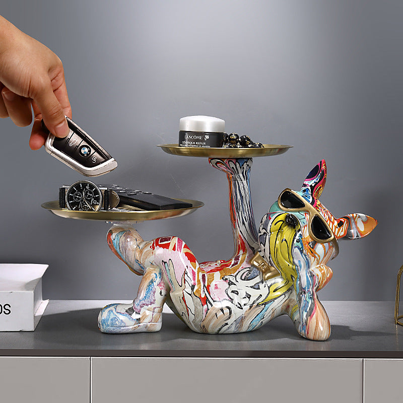 French Bulldog ceramic tray on neutral background
