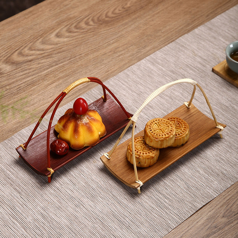 ShonD™ Handmade Bamboo Tea & Snack Tray – Japanese Dim Sum Basket Plate