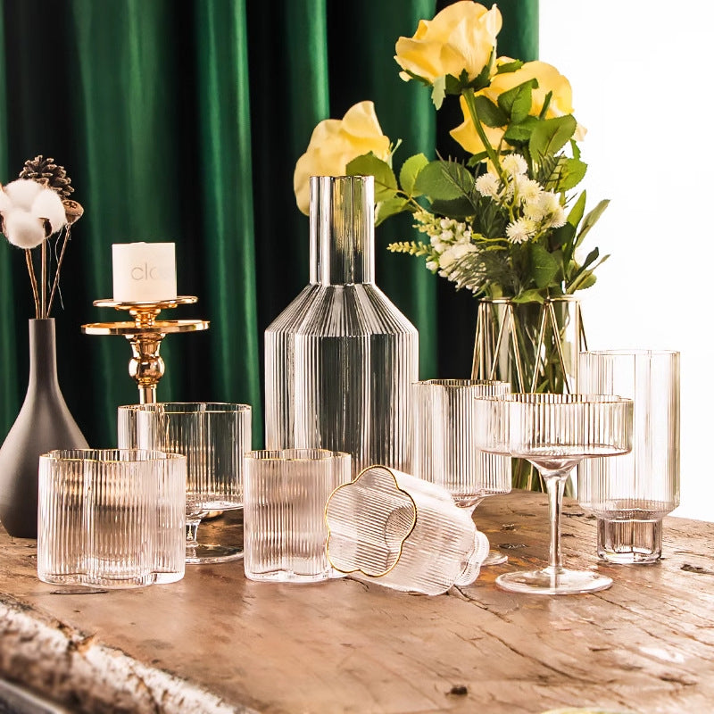SHOND™ vertical flute glassware set – clear modern minimalist style
