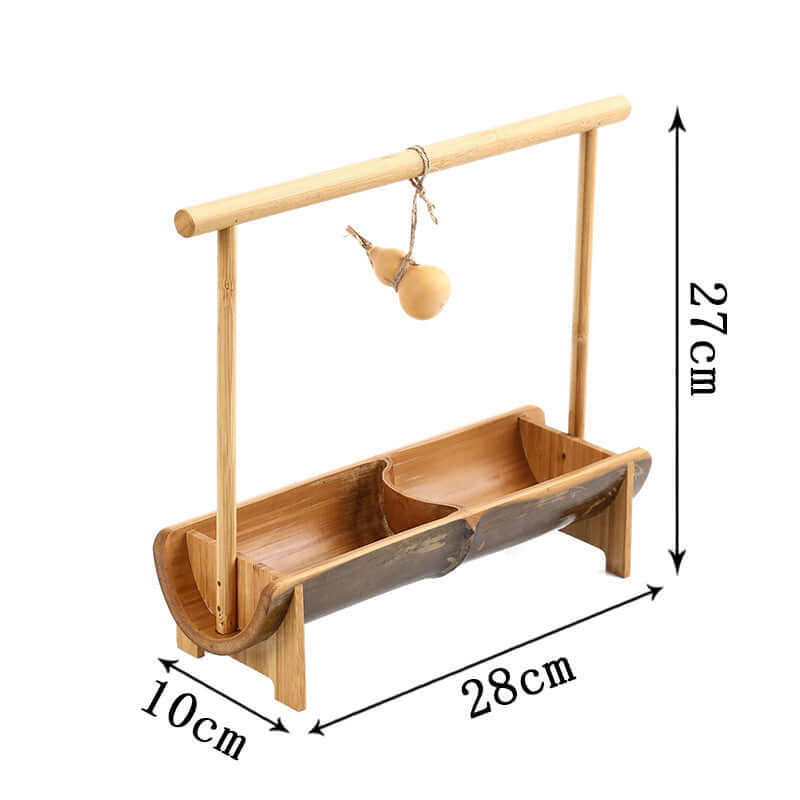 Small bamboo divided snack tray with gourd
