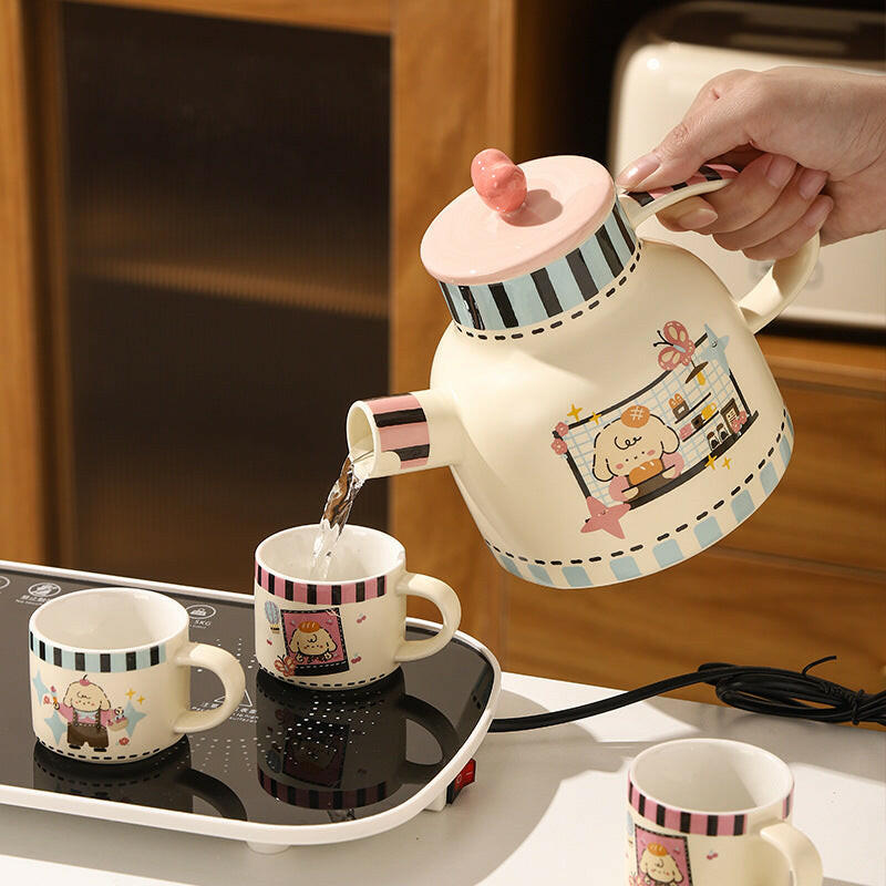 Tea set with thermostatic warming pad displayed
