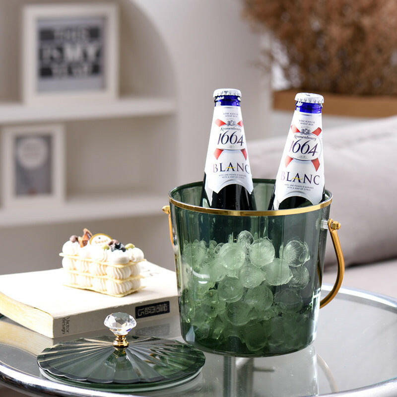 SHOND™ Luxe Ice Bucket & Cold Beverage Dispenser Collection | Designer Glass with Iron Frame