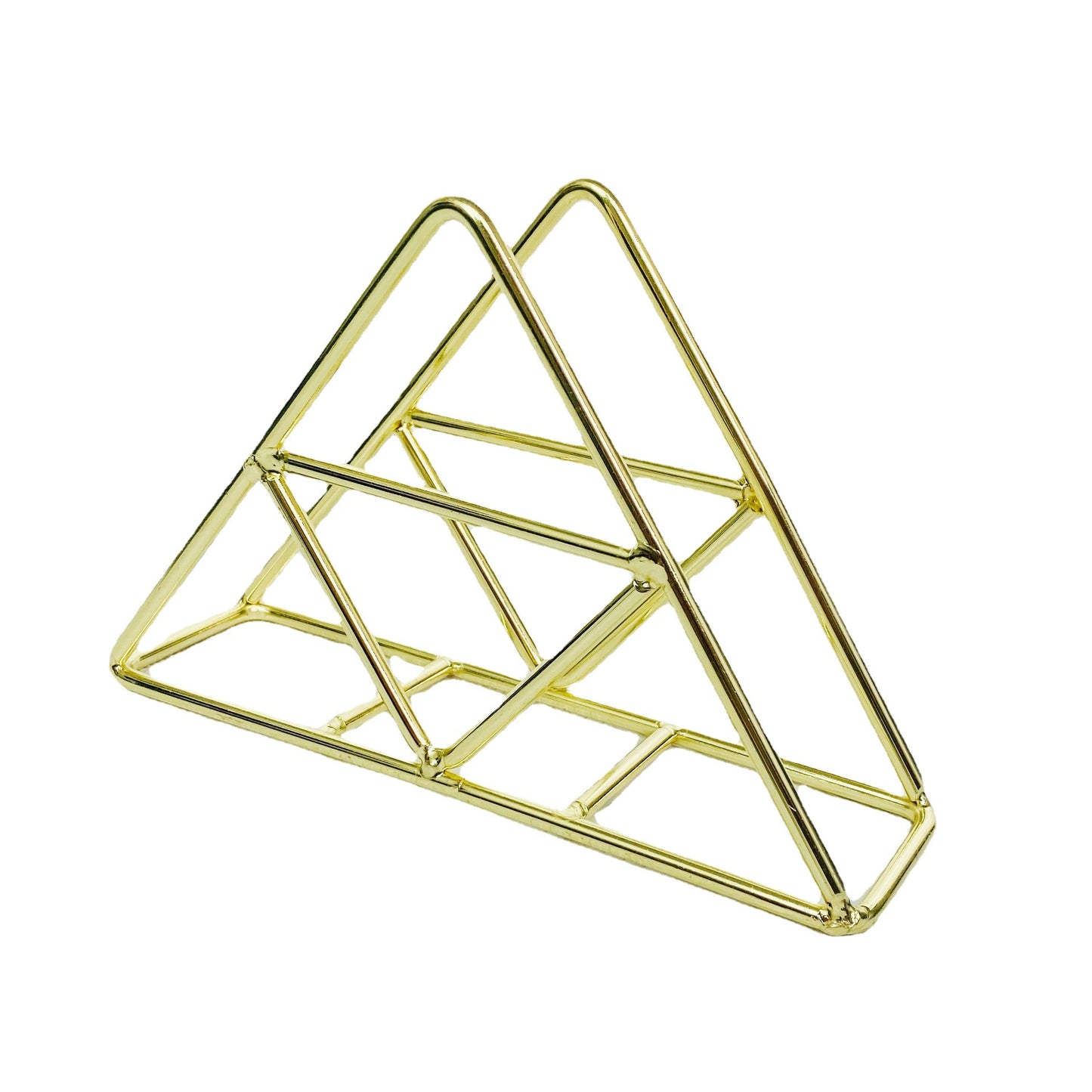 SHOND™ Minimalist Gold Paper Towel Holder | Wrought Iron Triangle Stand – Rose Gold & Gold Box Options