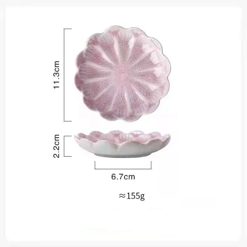 ShonD™ Japanese Ceramic Lotus & Sunflower Plates – Handcrafted Mini Dishes for Sauces, Snacks & Sides