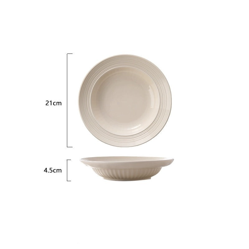 SHOND Milky White Brushed Ceramic Tableware Set – Minimalist Nordic Plates, Bowls & Spoons