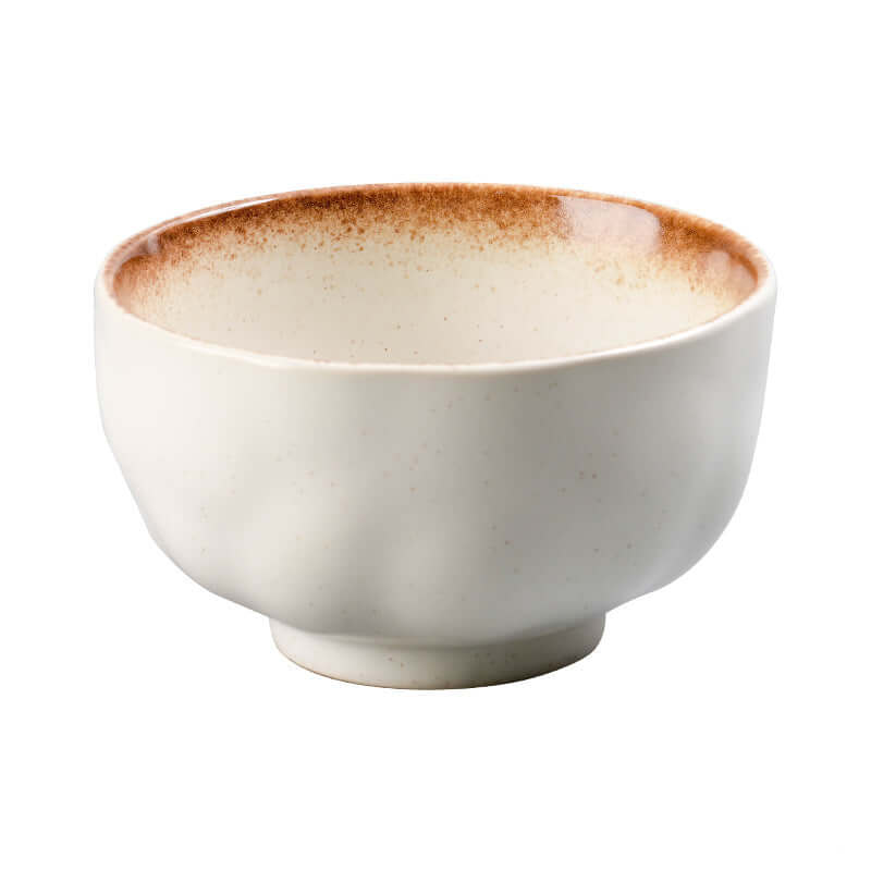 5 inch lotus-shaped artisan rice bowl in Modi white – premium Japanese ceramic by ShonD™