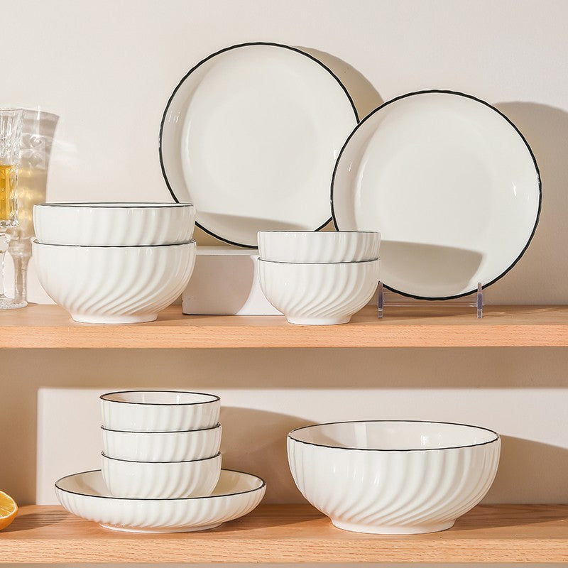 SHOND™ Xuanyue Modern Ceramic Dinnerware | Minimalist White Plates, Bowls & Fish Plate