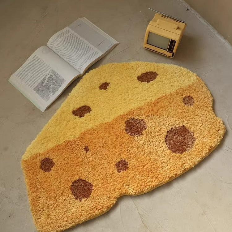 Limited Edition Cartoon Rugs – Croissant, Fries, Cheese & Roll Cake | Soft Imitation Cashmere Bedside Carpet